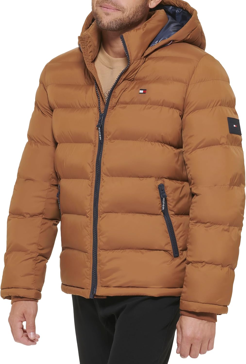 Мужская стеганая куртка с капюшоном Tommy Hilfiger (стандартная и для больших и высоких), Nutmeg — фото 2