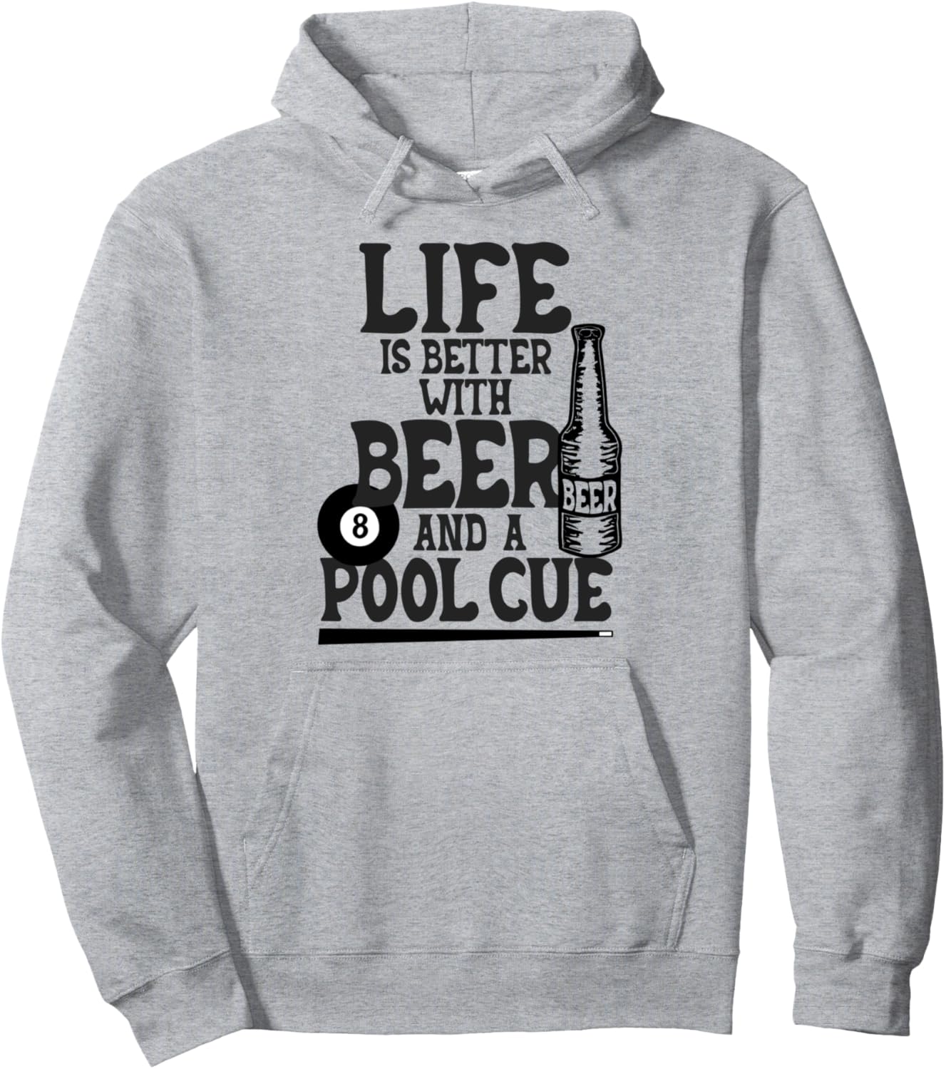 

Бильярд, пивной бар, игра в бильярд (8 шаров), кий, питейное заведение, худи Billiards Boutique Tees, серый