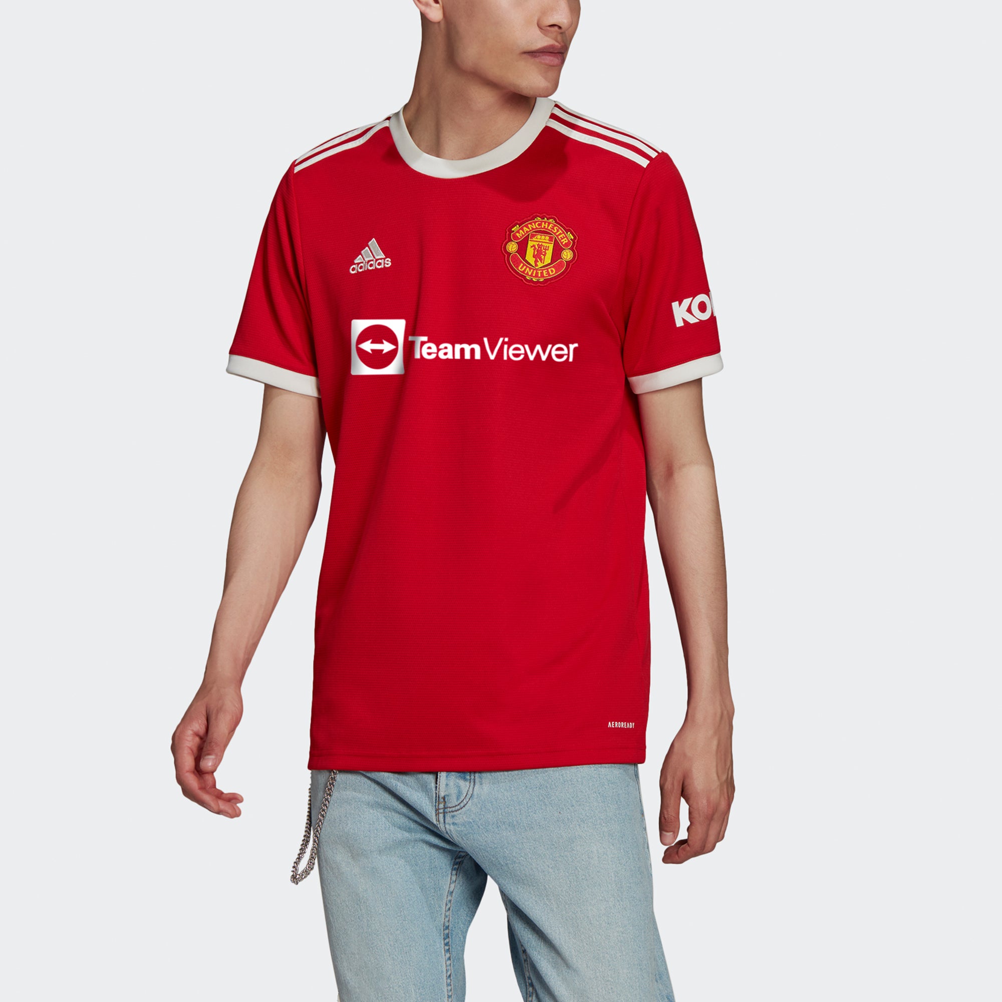 Джерси Men's adidas 21-22 Season Manchester United Home Fan Edition Sports Short Sleeve Red Jersey — фото 3