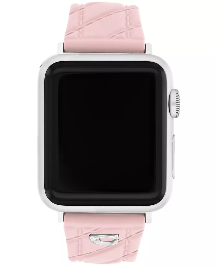

Женский стеганый розовый силиконовый ремешок для Apple Watch 38mm, 40mm, 41mm COACH