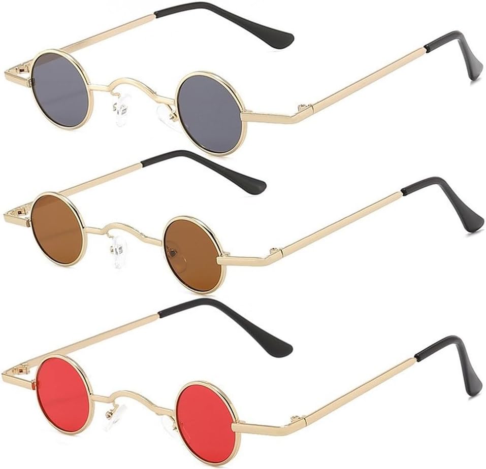 

Винтажные мужские солнцезащитные очки в стиле рок-панк, классические маленькие круглые солнцезащитные очки для женщин с широкой переносицей, металлическая оправа, черные линзы, очки для вождения, C9, цельные HYYZZC, C9