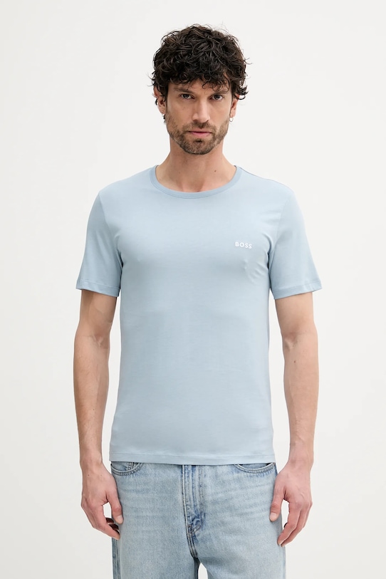 Хлопковая футболка tshirtrn 3p classic 3-pack BOSS, темно-синий — фото 3