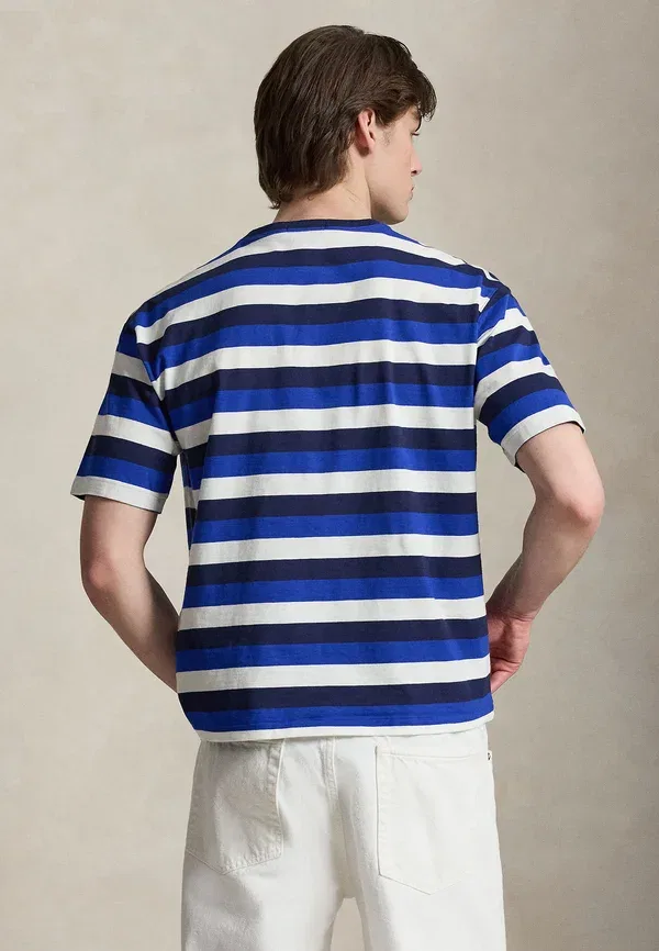Футболка с принтом Relaxed fit striped jersey, Polo Ralph Lauren, цвет ньюпорт-нави — фото 3