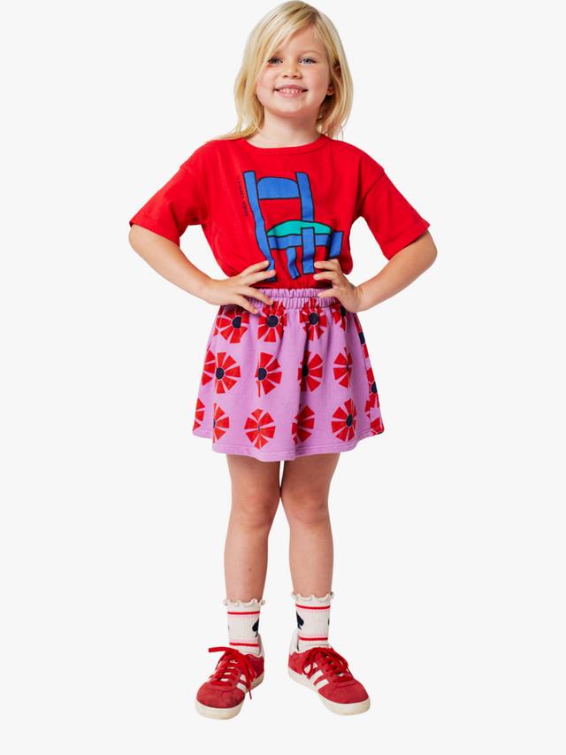 Детская хлопковая футболка с коротким рукавом и принтом стула Bobo Choses, Red — фото 2