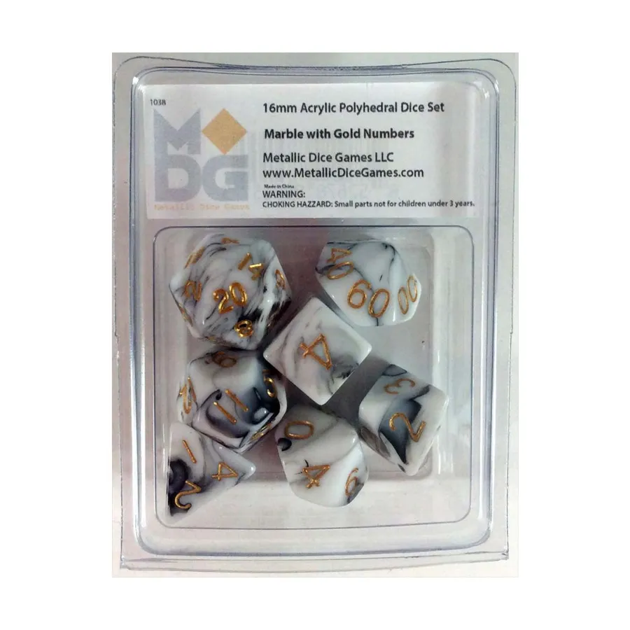 

Poly Set Marble с золотом (7), Acrylic Dice - Marble (Metallic Dice Games)