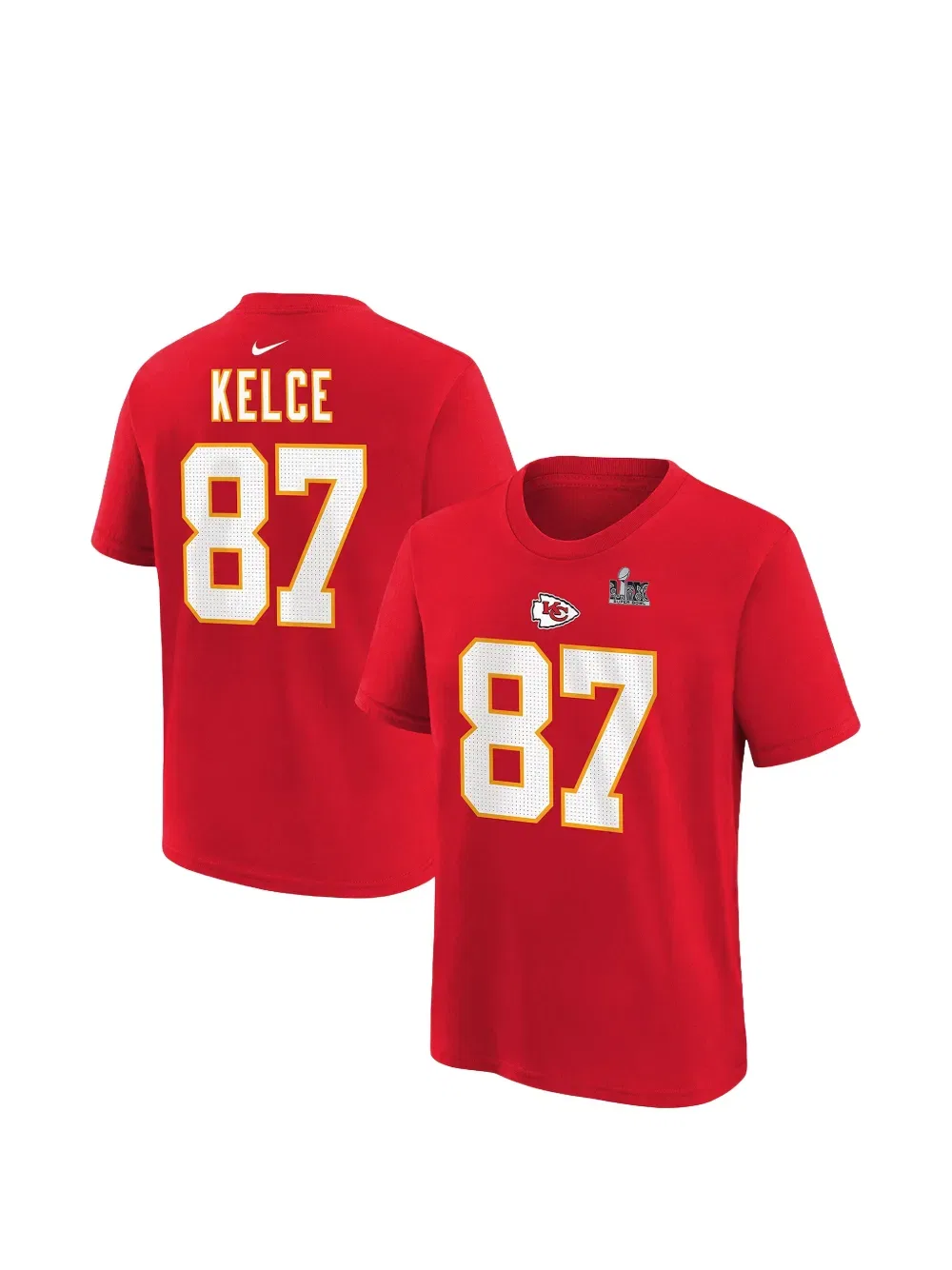 Хлопковая футболка с изображением Трэвиса Келси из команды Kansas City Chiefs Nike Kids, красный — фото 2