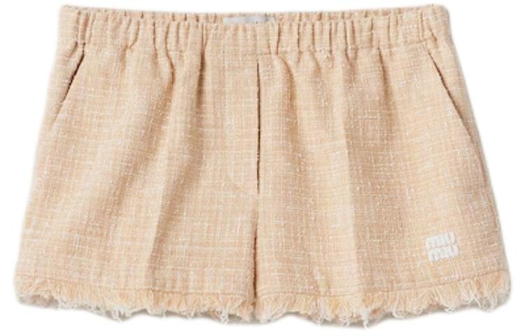 

Повседневные шорты женские ванильного цвета Miu Miu