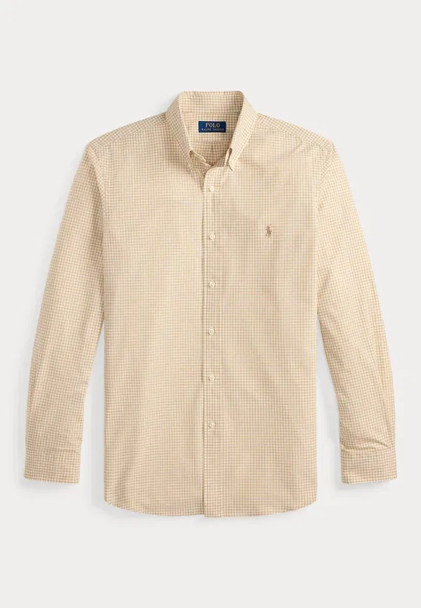 Рубашка Polo Ralph Lauren Custom fit gingham stretch poplin shirt, винтажный хаки/белый — фото 4