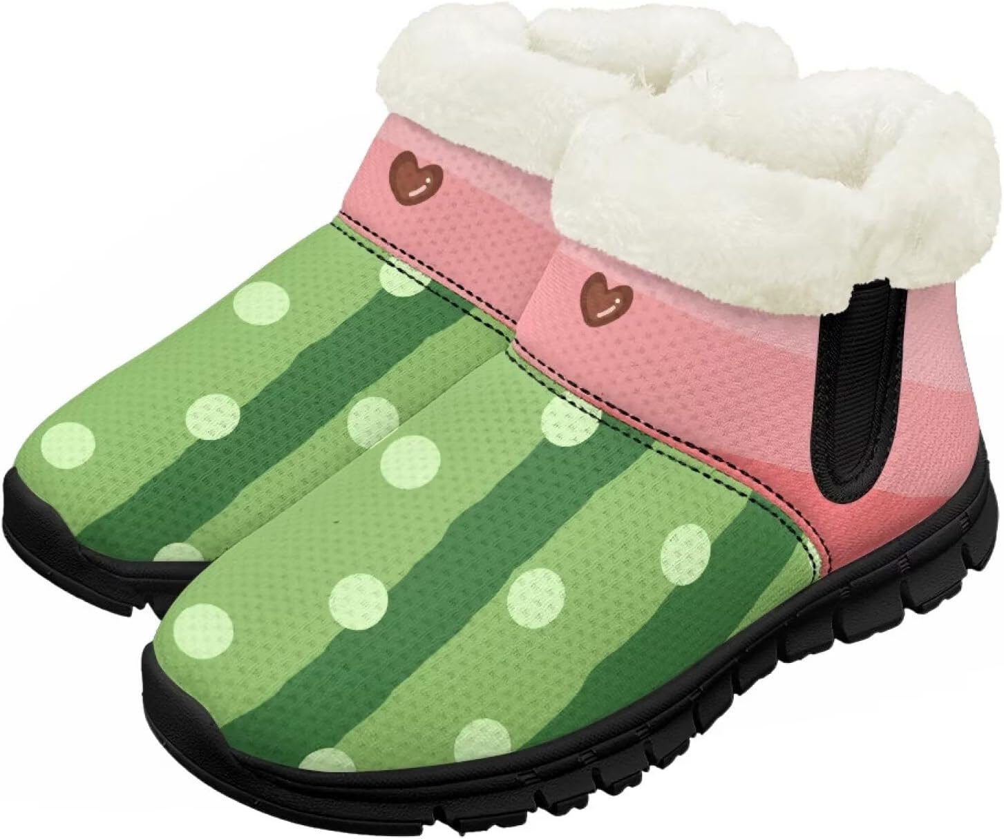 

Зимние сапожки для малышей, теплые снежные ботинки, уютные пушистые детские ботильоны, уличная модная обувь для мальчиков и девочек Chririnla, Cartoon Watermelon Print