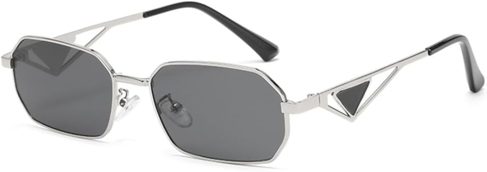 

LVTFCO Модные солнцезащитные очки прямоугольной формы для женщин и мужчин, солнцезащитные очки для активного отдыха, путешествий, защиты от ультрафиолета UV400, Silver Grey