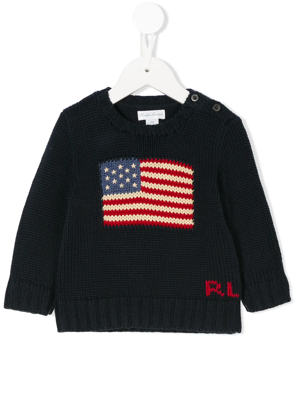 

Вязаный свитер с логотипом POLO RALPH LAUREN KIDS, синий