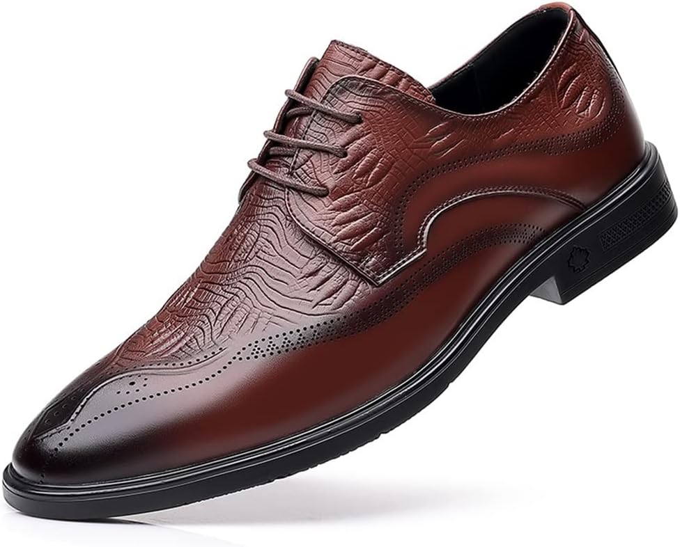 

Мужские деловые туфли на шнурках с круглым носком, кожаные, с массивным каблуком, противоскользящие, подходят для различных случаев. (Цвет: черный, размер: 6.5) Gommer