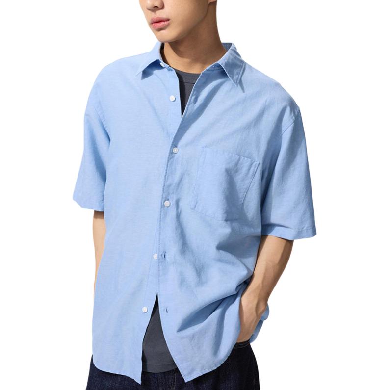 

UNIQLO Футболка SS26 Unisex Lake Blue с заостренным воротником