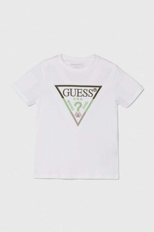 

Детская хлопковая футболка Guess, белый