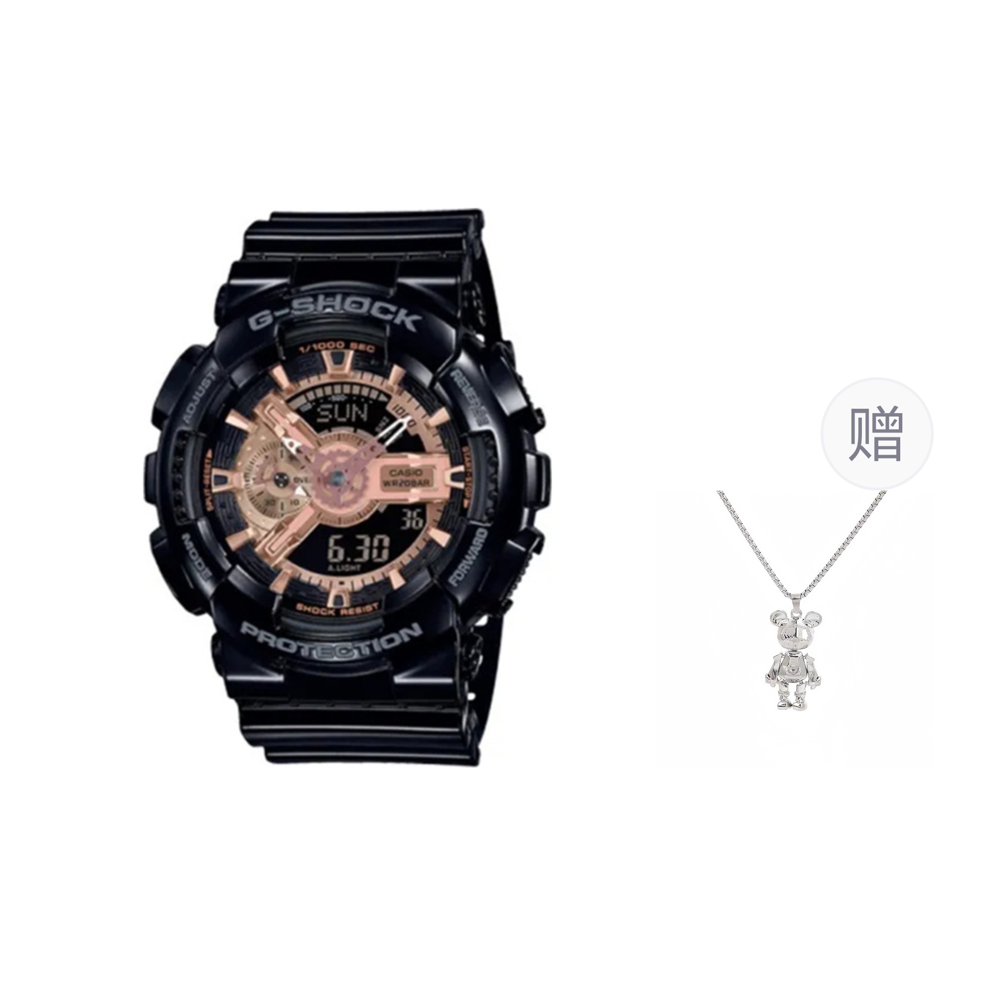 

G-SHOCK Часы G SHOCK YOUTH Collection Quartz Movement Resin Strap Watch Unisex Black Dial, Black Rose Gold (Comes with Necklace)