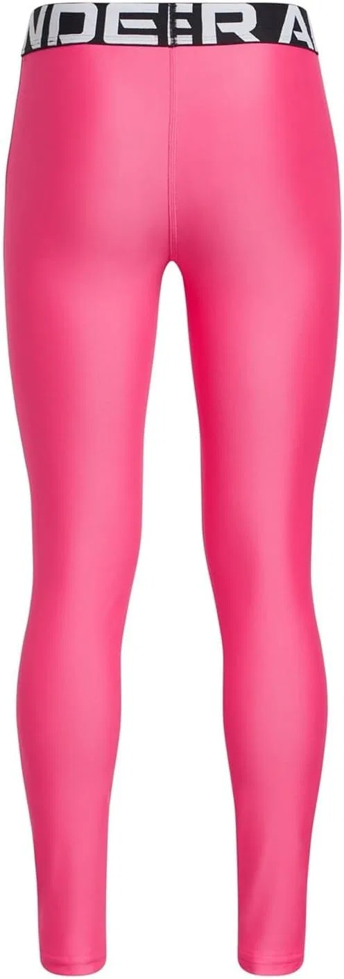 Леггинсы Under Armour Girls' HeatGear, Super Pink / White — фото 3