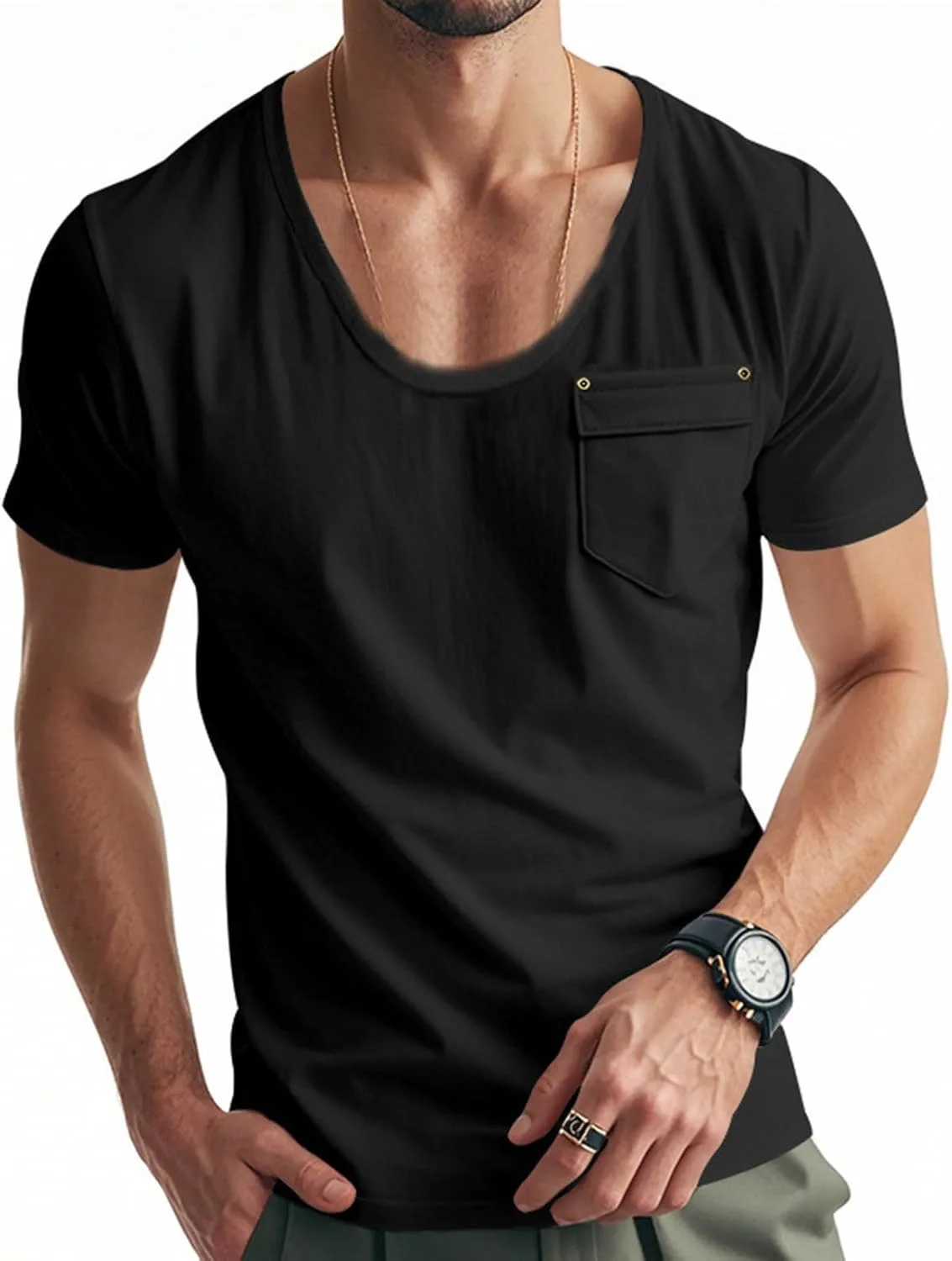 

Футболка мужская с коротким рукавом и карманом