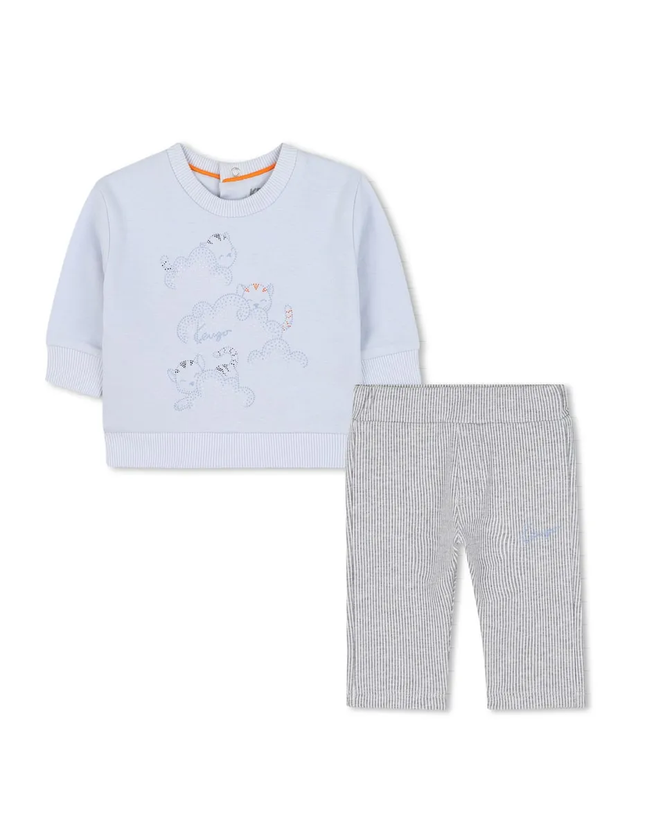 

Комплект для малыша свитшот и полосатые штаны Kenzo Kids, светло-голубой