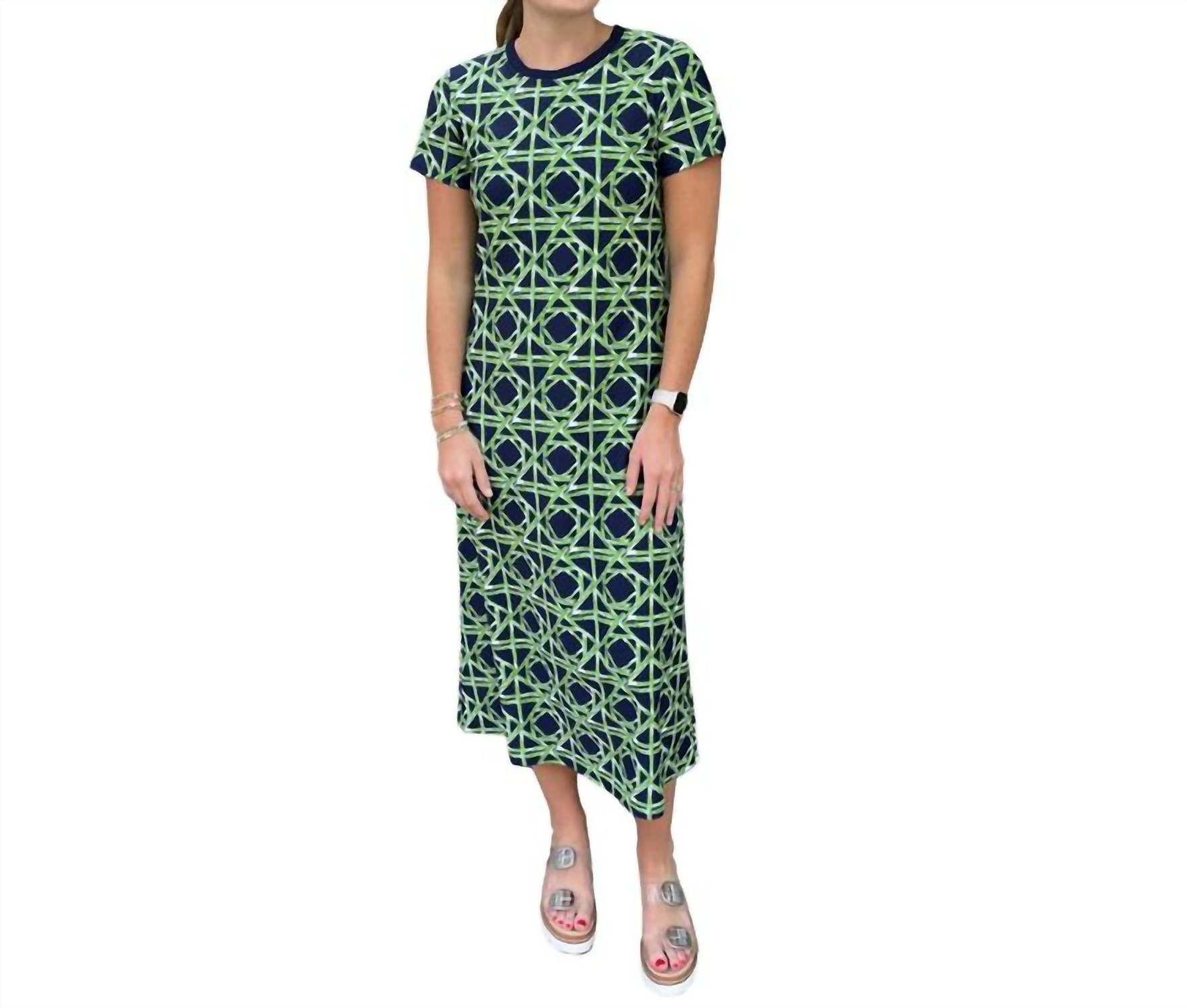 

Платье миди Alexandra из бамбукового ротанга темно-синего цвета Jude Connally, Bamboo Rattan Navy