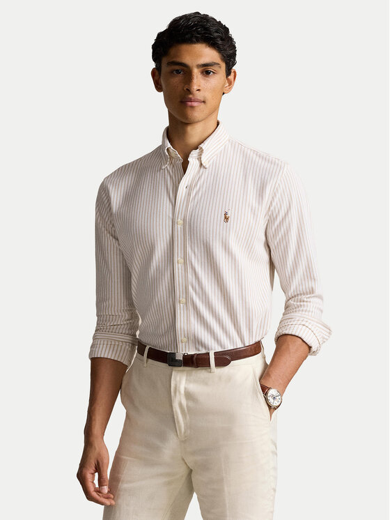 

Рубашка облегающего кроя 710934575003 Polo Ralph Lauren, бежевый