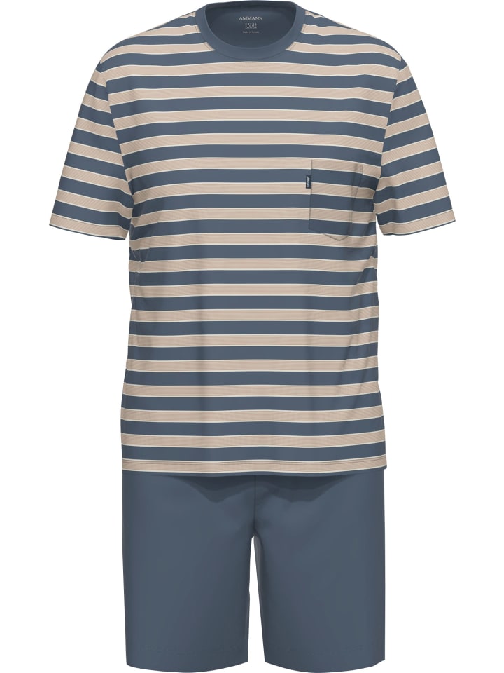 

Ammann Одиночная трикотажная футболка-шорты из органического хлопка синего цвета