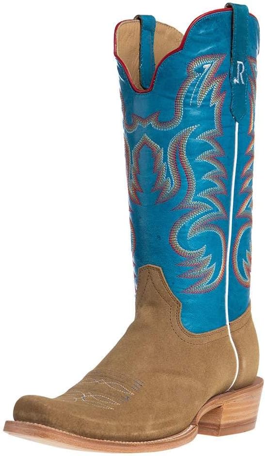 

Мужские ковбойские сапоги R Watson R Watson Sand Roughout 13 синие морские, верх из коровьей кожи, модель Cutter Toe R Watson Boots