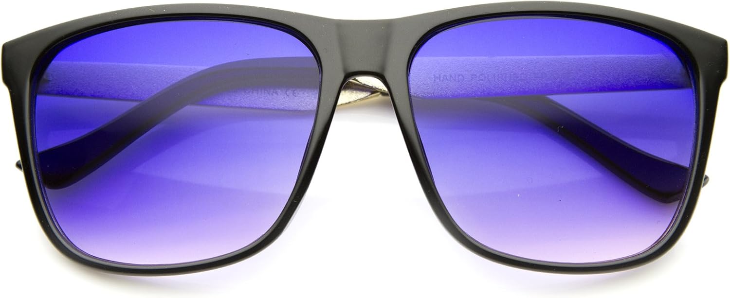 

Солнцезащитные очки zeroUV в современном стиле с роговой оправой, градиентными цветными линзами, металлическими дужками и квадратной формой, диаметр линз 56 мм, Black / Blue