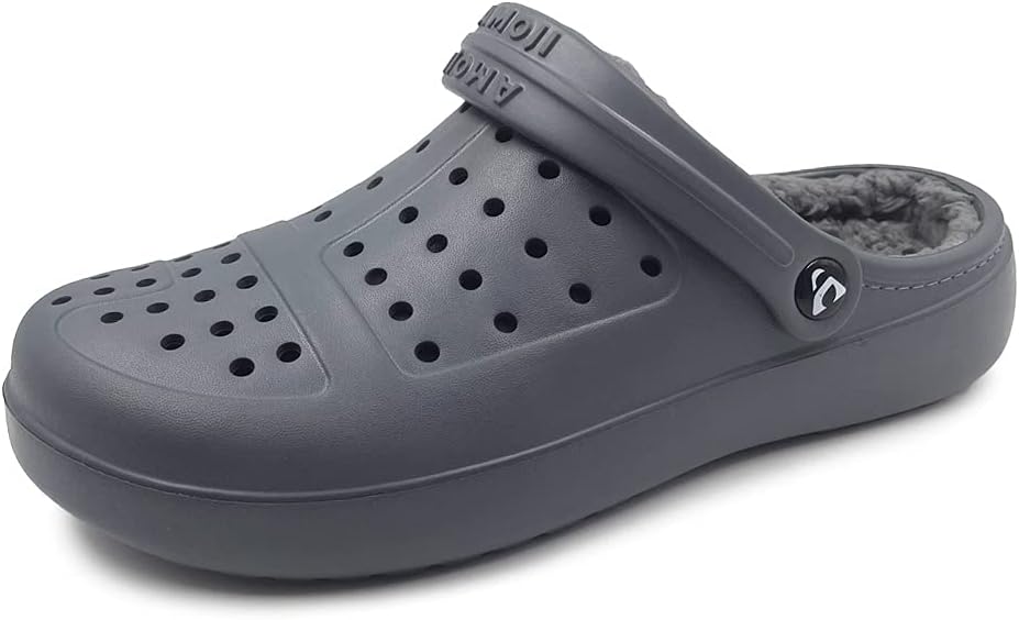 

Зимние унисекс сабо Amoji из флиса с меховой подкладкой, садовые туфли и домашние тапочки D8818, серый