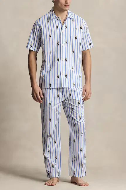 Пижамная рубашка с узором Polo Ralph Lauren, синий — фото 3