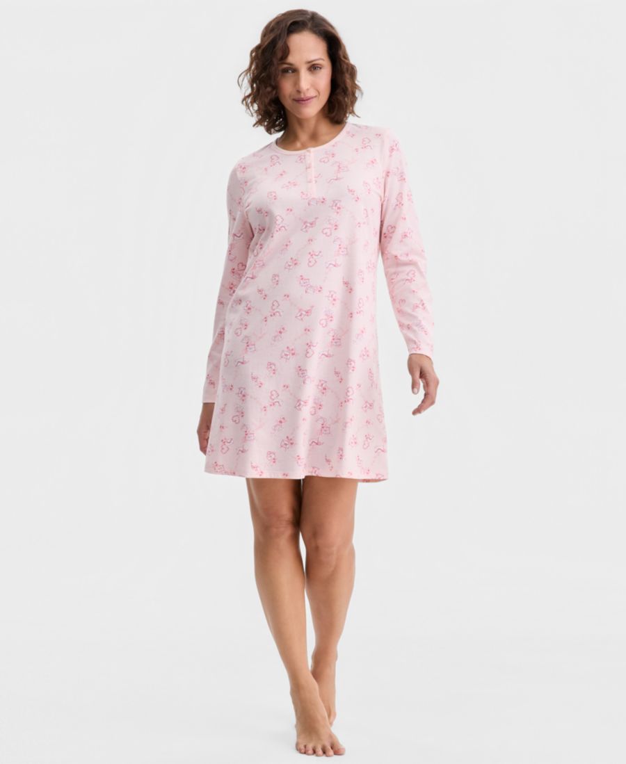 

Женская хлопковая ночная рубашка с длинными рукавами и принтом Charter Club, Vday Dream