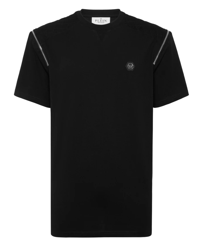 

Футболка с круглым вырезом и молниями на рукавах. Philipp Plein, черный