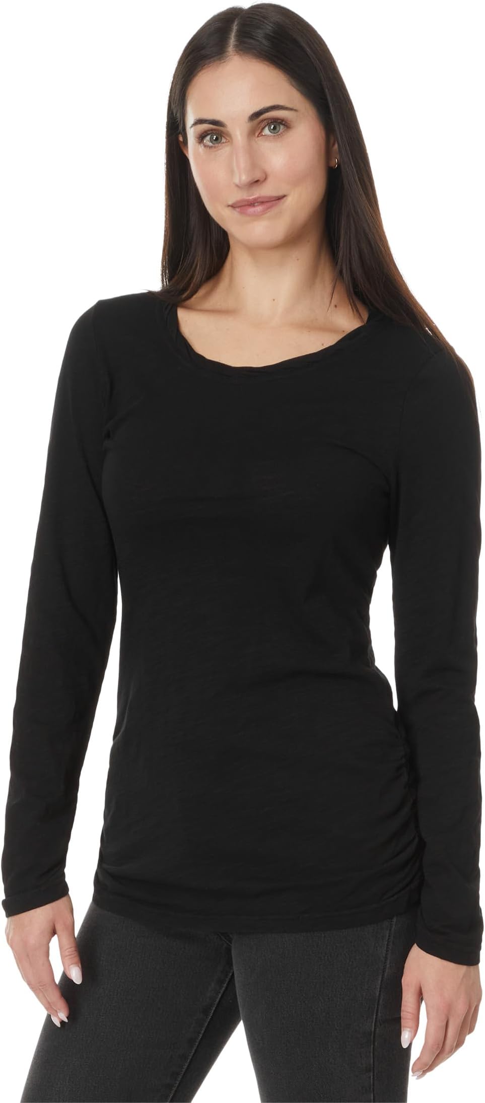 

Футболка Mod-o-doc Long Sleeve Twisted Scoop Neck Tee, черный