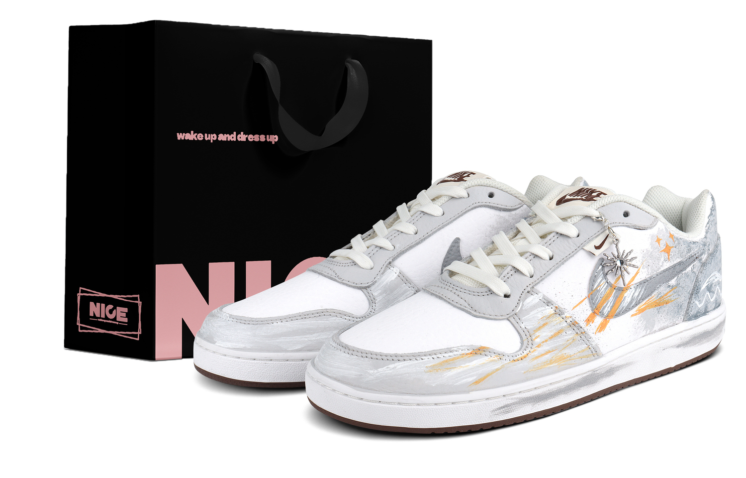 

Nike Ebernon устойчивые к истиранию низкие кроссовки для скейтборда мужские белый серый