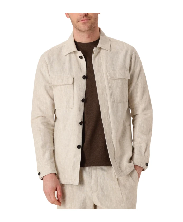 

Хлопчатобумажная льняная рубашка песочного цвета Profuomo, бежевый