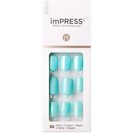 

Impress Press-On Manicure Rain Check Короткая квадратная длина с технологией Purefit — 30 накладных ногтей, Kiss