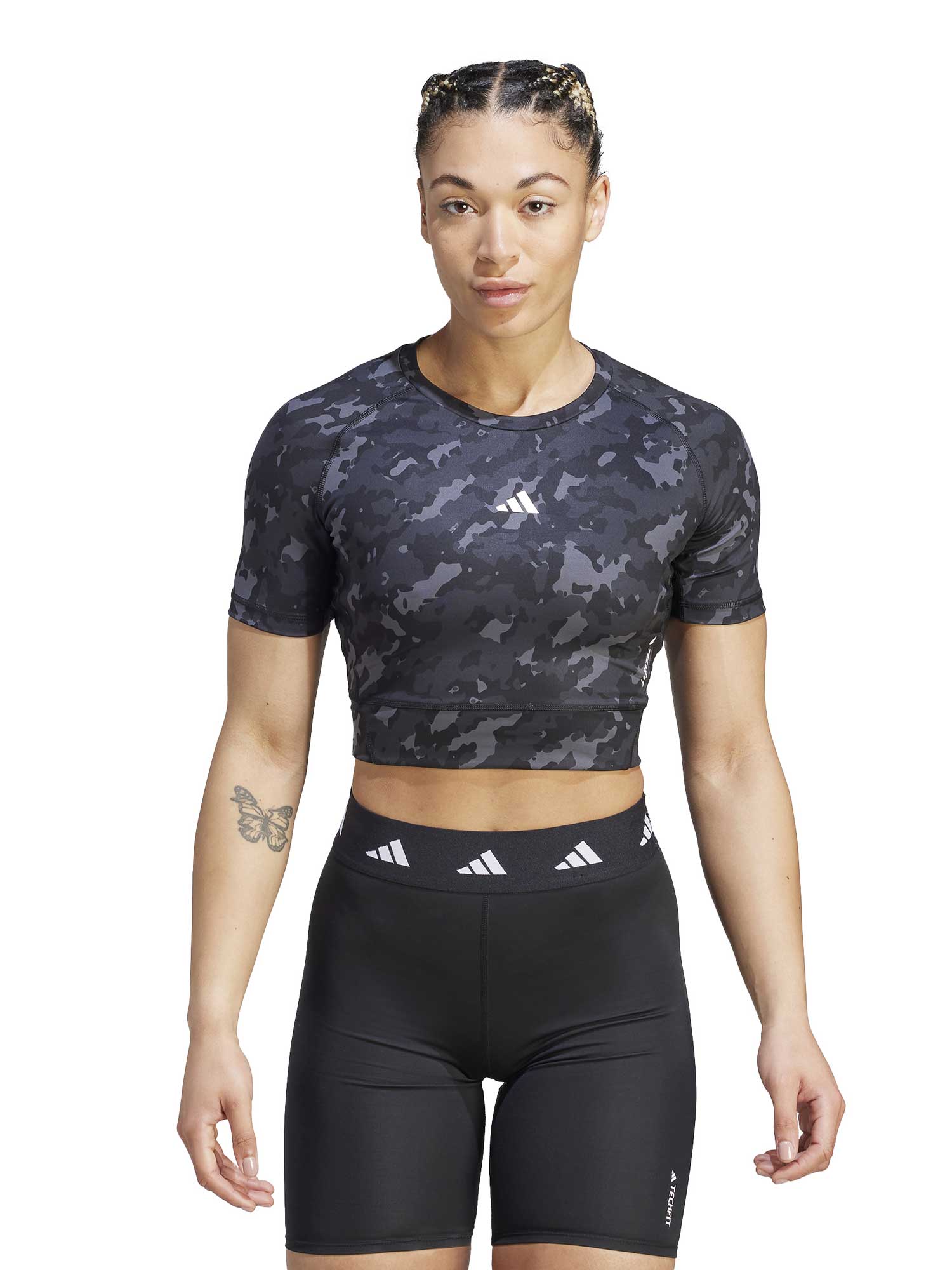 

Футболка Adidas Performance Techfit Camo Print Crop Training, черный