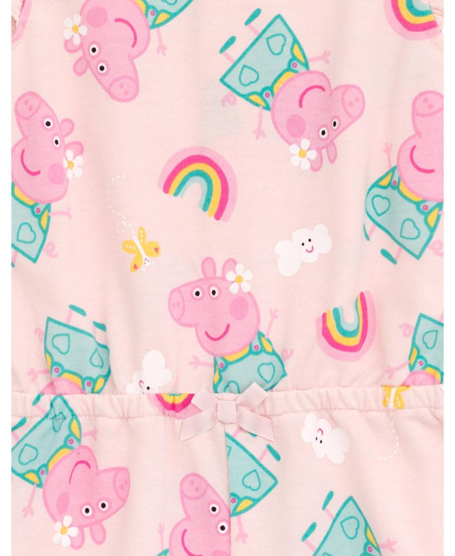 Комбинезон без рукавов из французской махровой ткани для девочек Peppa Pig, Pink — фото 2