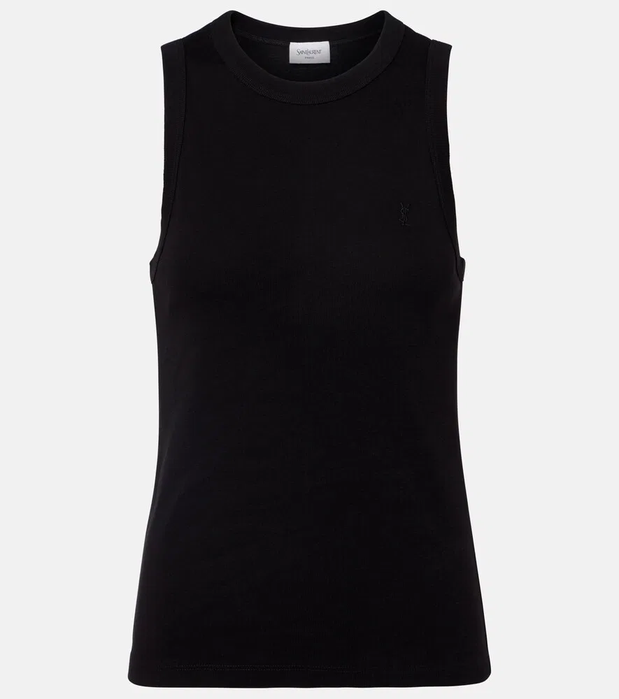 Хлопковая майка в рубчик от Cassandre Saint Laurent, черный