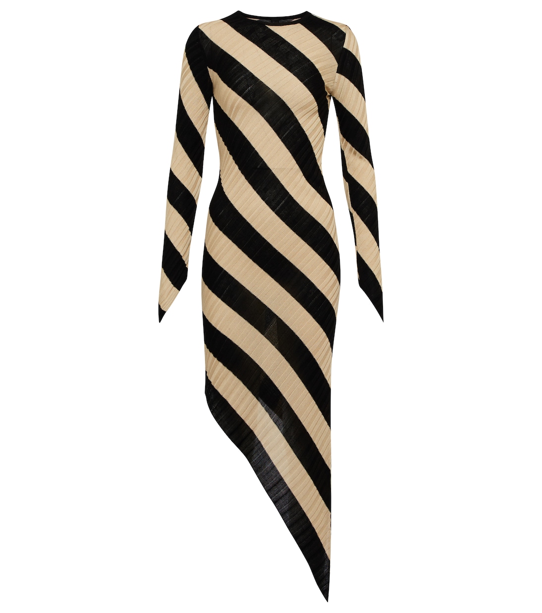 

Платье миди из шелкового трикотажа в рубчик Adon Petar Petrov, Cream Black