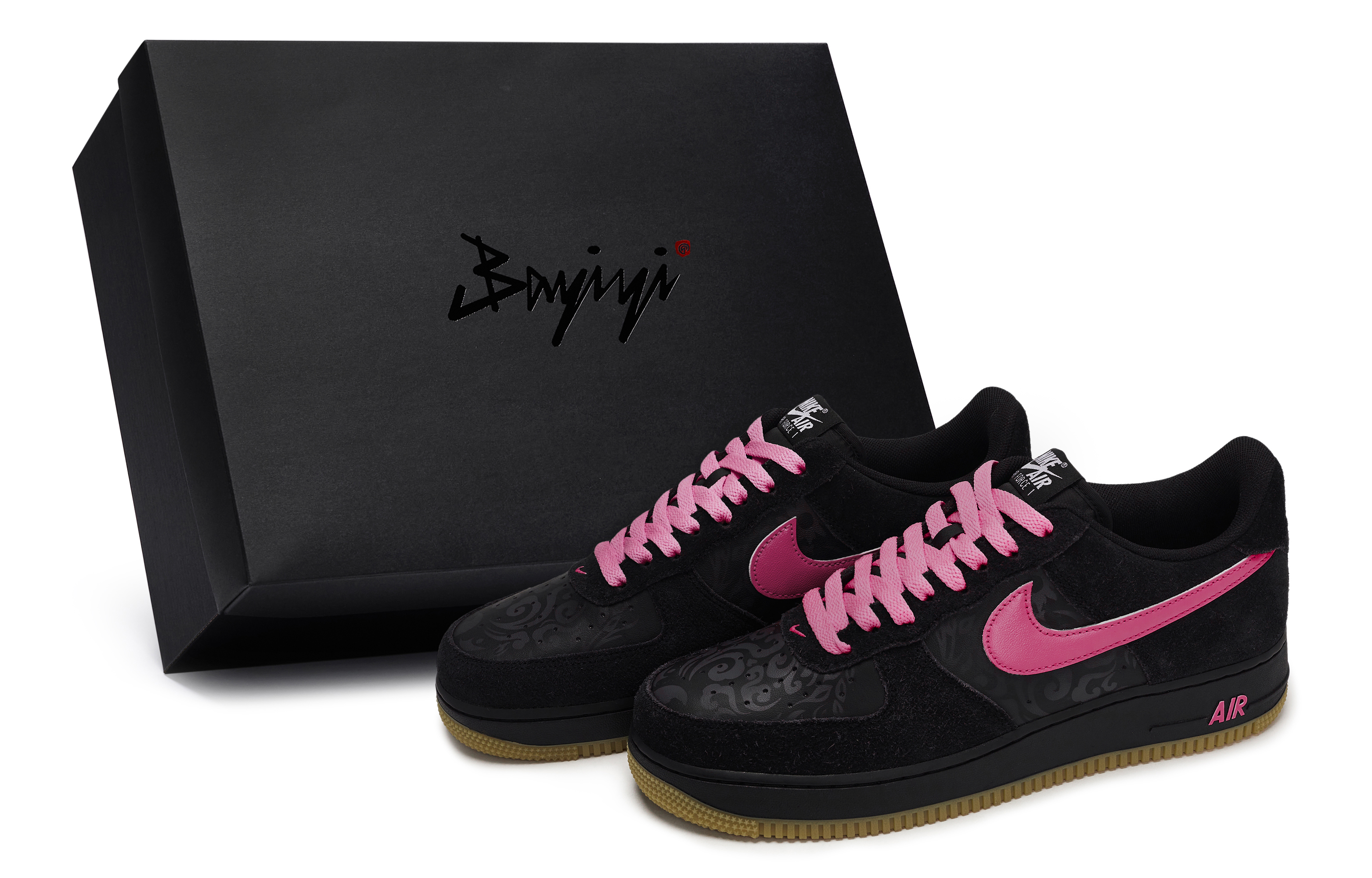 

Nike Кроссовки для скейтбординга Air Force 1, мужские, низкие, черные/розово-красные