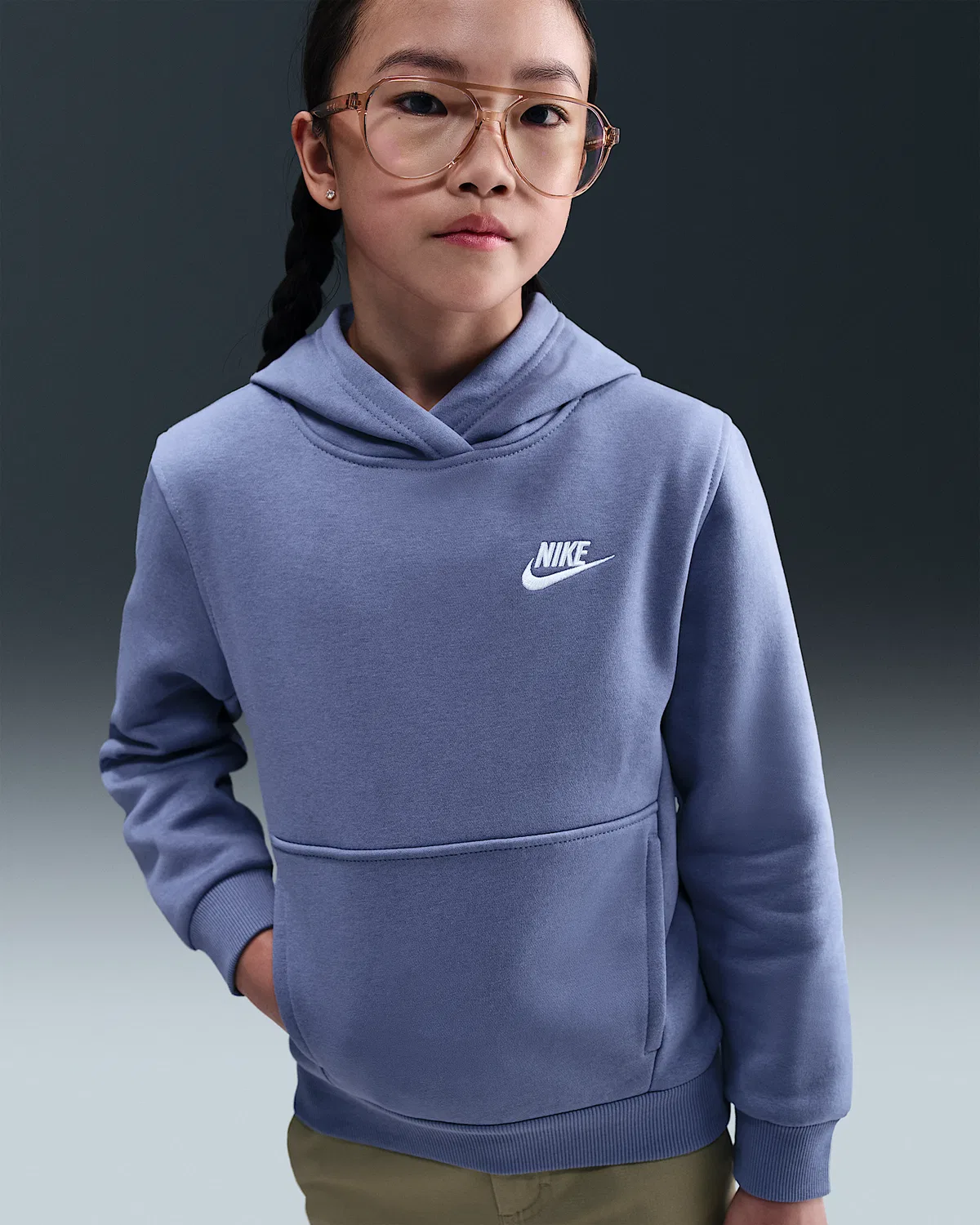 Детская толстовка Nike Sportswear Club Fleece, World Indigo/White — фото 2
