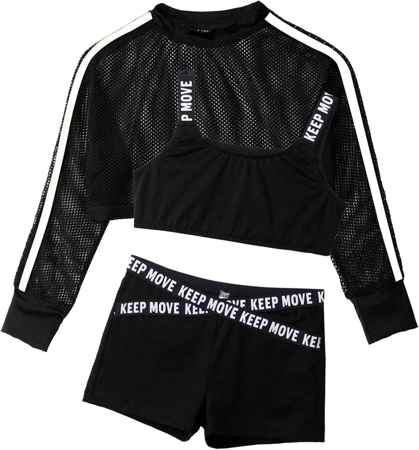 Детский спортивный костюм из топа и шорт Aislor, 3 предмета, Black