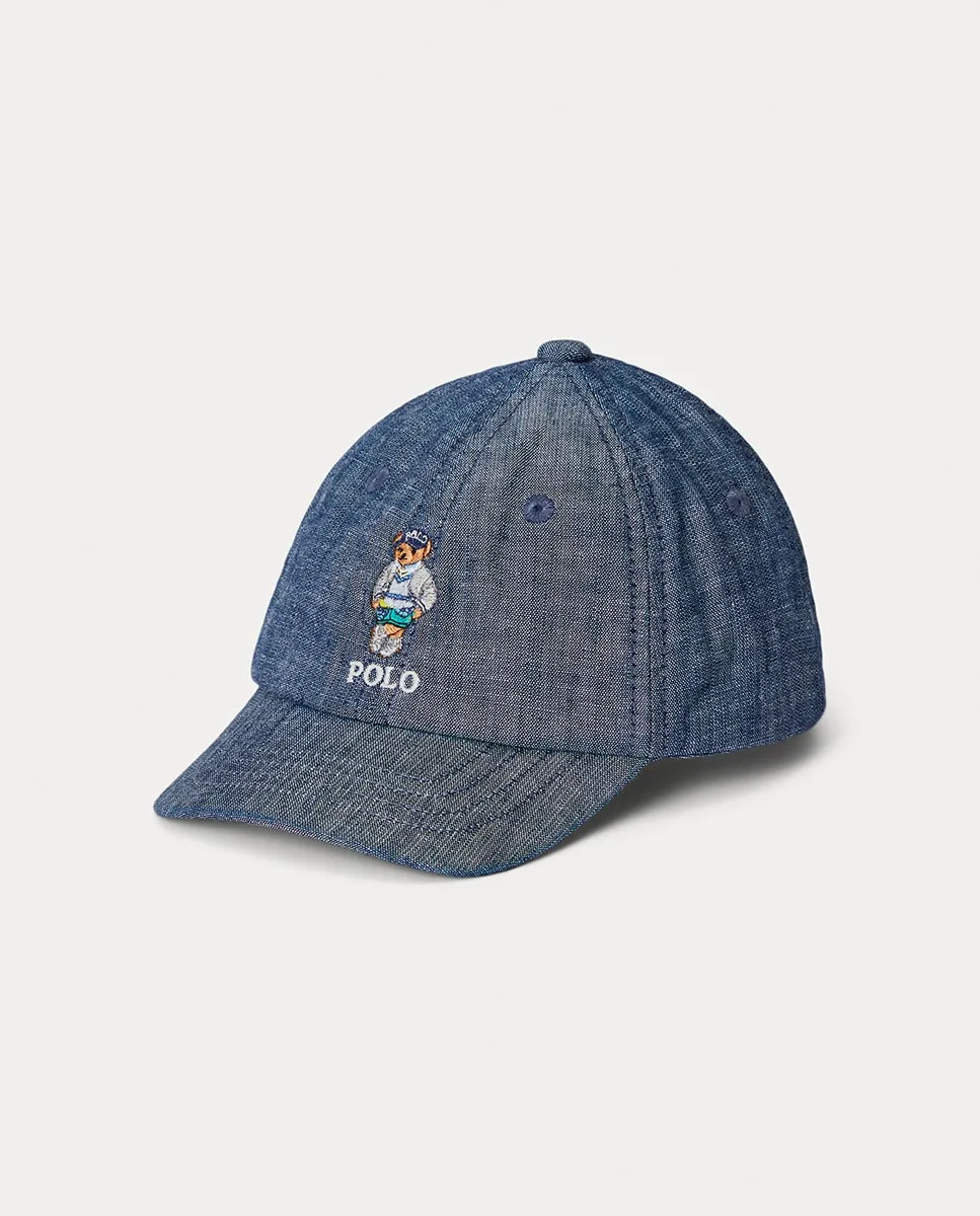 

Детская хлопковая кепка с медвежонком Поло Polo Ralph Lauren, синий
