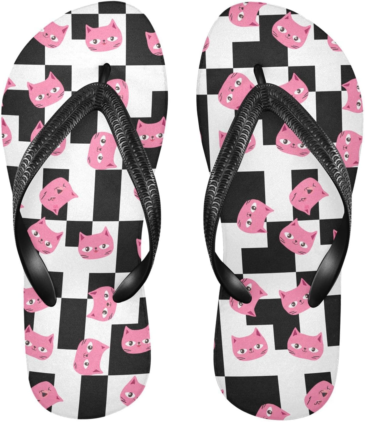 

Милые розовые кошки черно-белые шлепанцы для пляжа, летние повседневные сандалии для женщин и мужчин 20861733 Kfbe