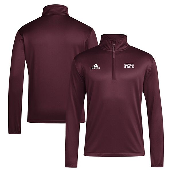 Мужская бордовая толстовка Mississippi State Bulldogs 2024 Coaches Sideline quarter-zip Adidas