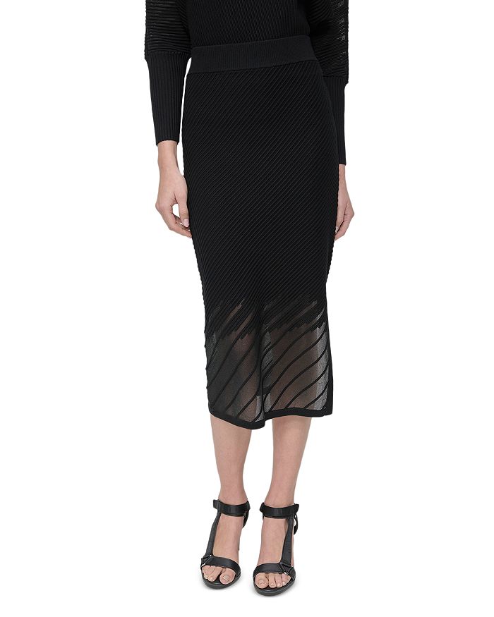 

Бесшовная юбка в рубчик DKNY, черный