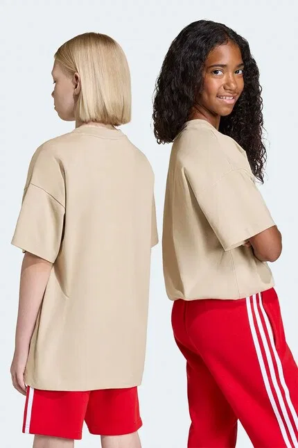 Футболка детская из хлопка T-shirt Adidas Originals, бежевый — фото 3