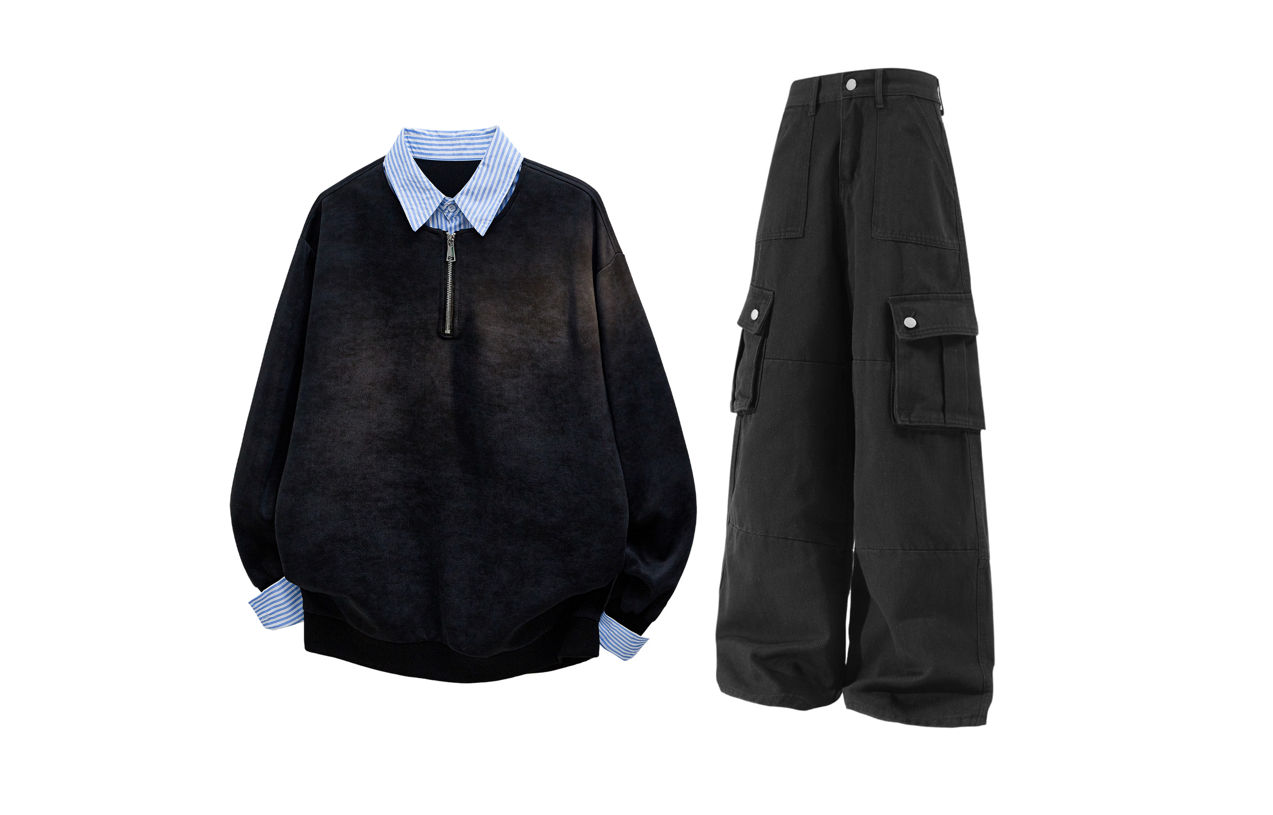 

Футболка Casual Sportswear Unisex с воротником X1617, tie-dye черный sweatshirt+черный workwear jeans