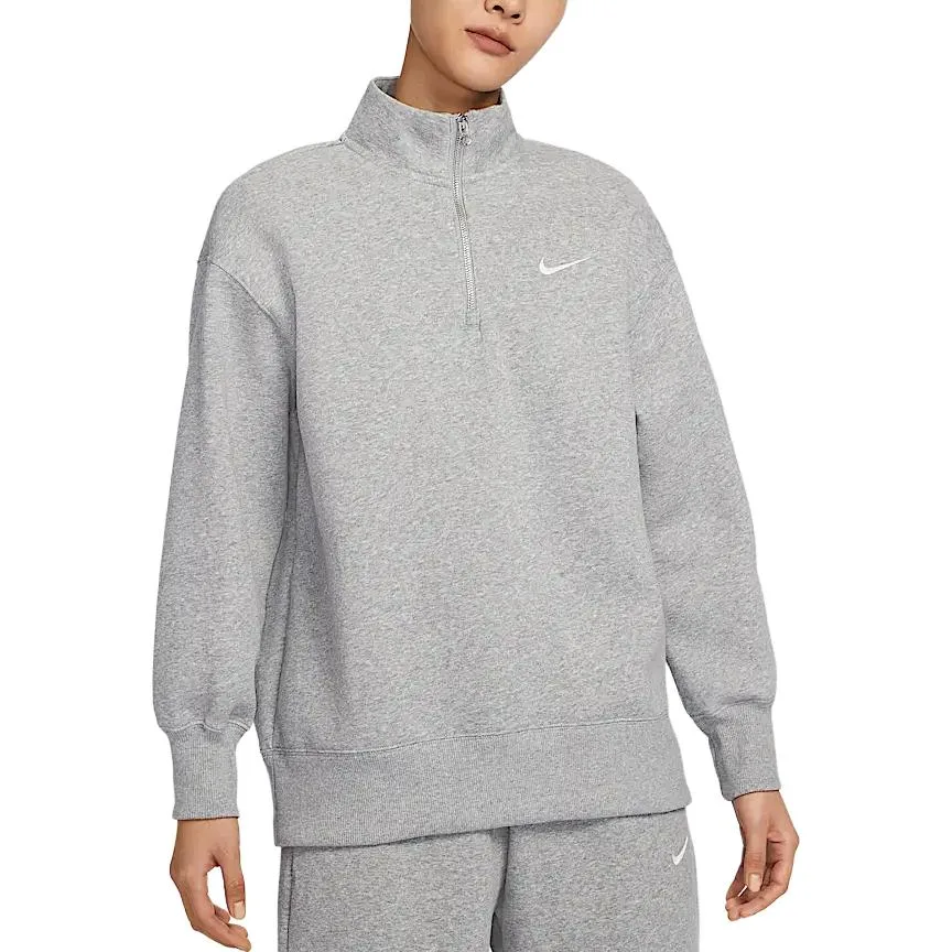 Спортивный худи оверсайз с молнией на четверть для женщин Nike, Toned Dark Gray/Sail White