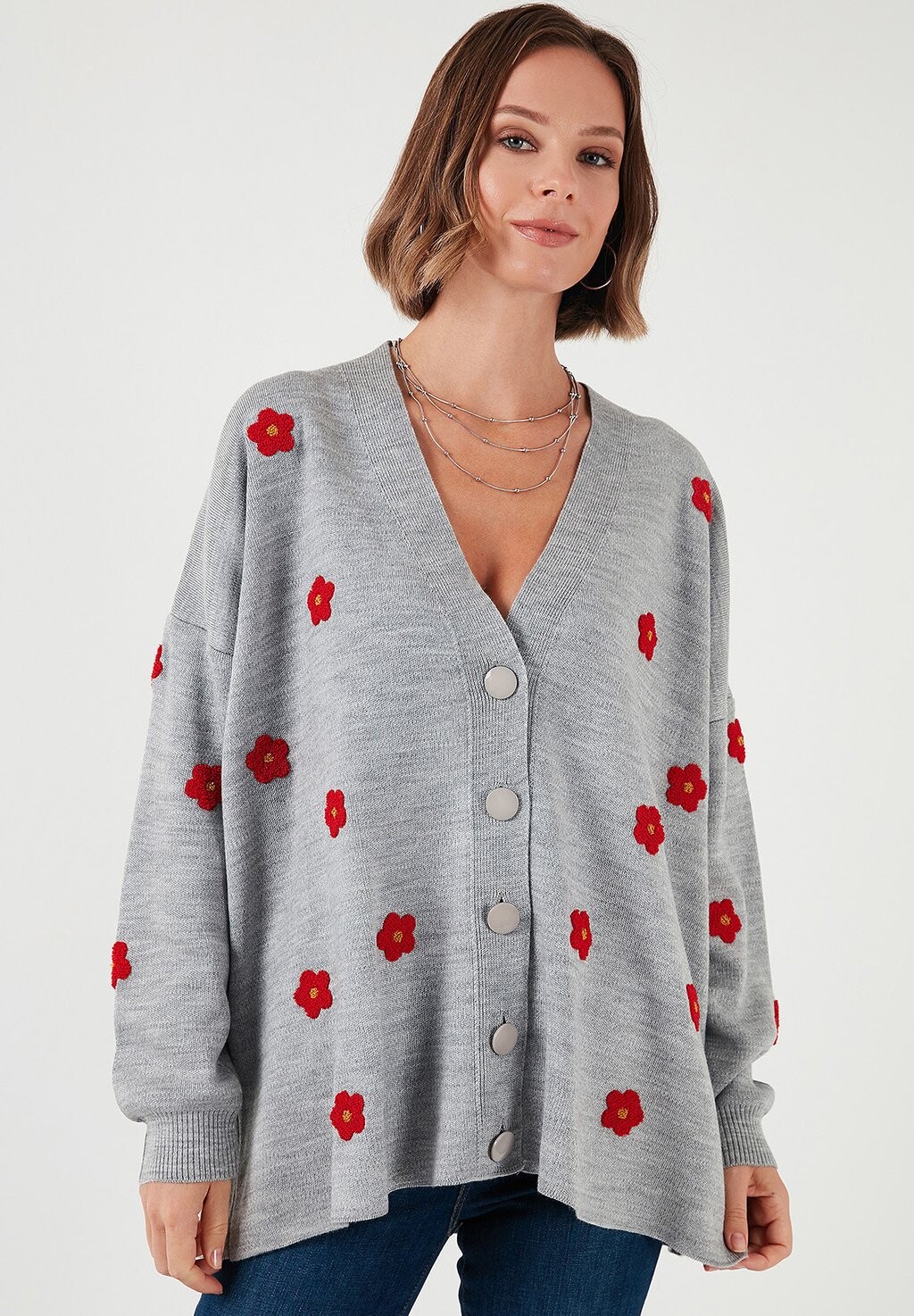 

Кардиган LOOSE FIT LELA, светло-серый